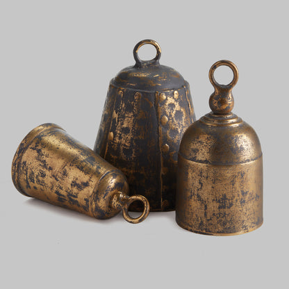 Antique brass aluminum bells (set of 3) - stylish home accent (Image1).