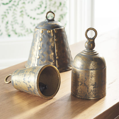 Antique brass aluminum bells (set of 3) - stylish home accent (Image2).
