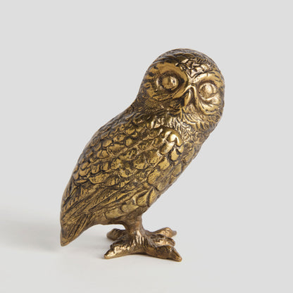 Antique brass cast aluminum owl sculpture - stylish home accent (Image3).