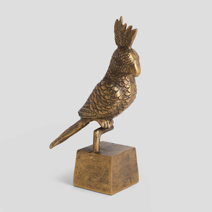 Antique brass cast aluminum parrot sculpture - stylish home accent (Image1).