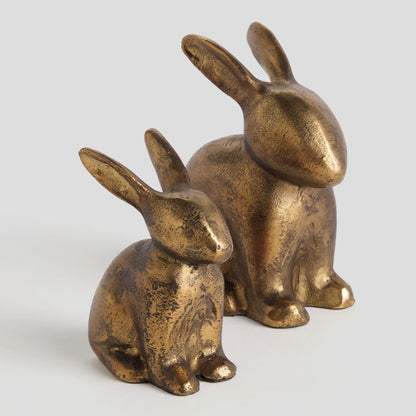 Antique brass rabbit sculpture (set of 2) - stylish home accent (Image4).