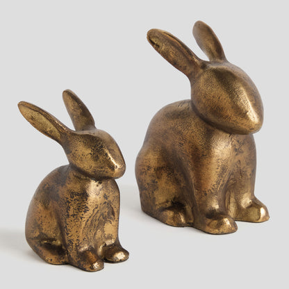 Antique brass rabbit sculpture (set of 2) - stylish home accent (Image5).