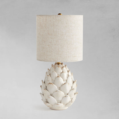 Antique white artichoke ceramic lamp - stylish home accent (Image1).