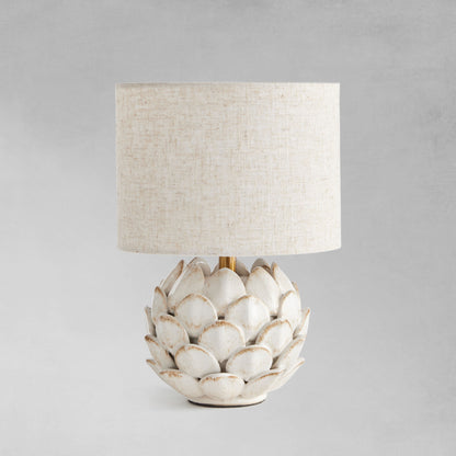 Antique white artichoke ceramic mini lamp - stylish home accent (Image1).