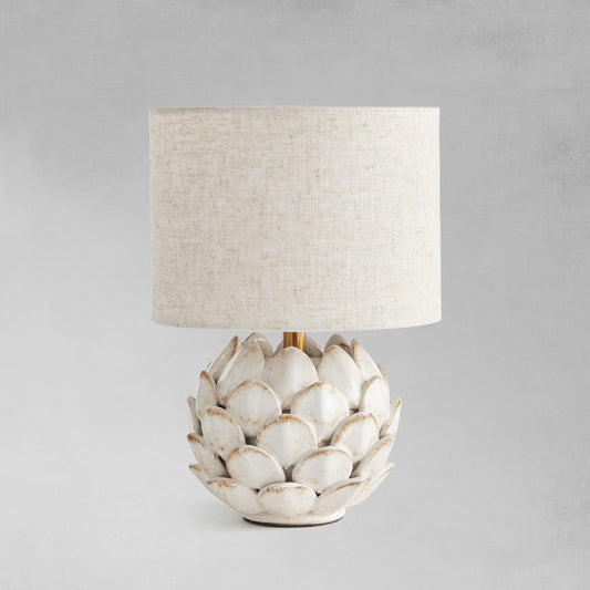 Antique white artichoke ceramic mini lamp - stylish home accent (Image1).