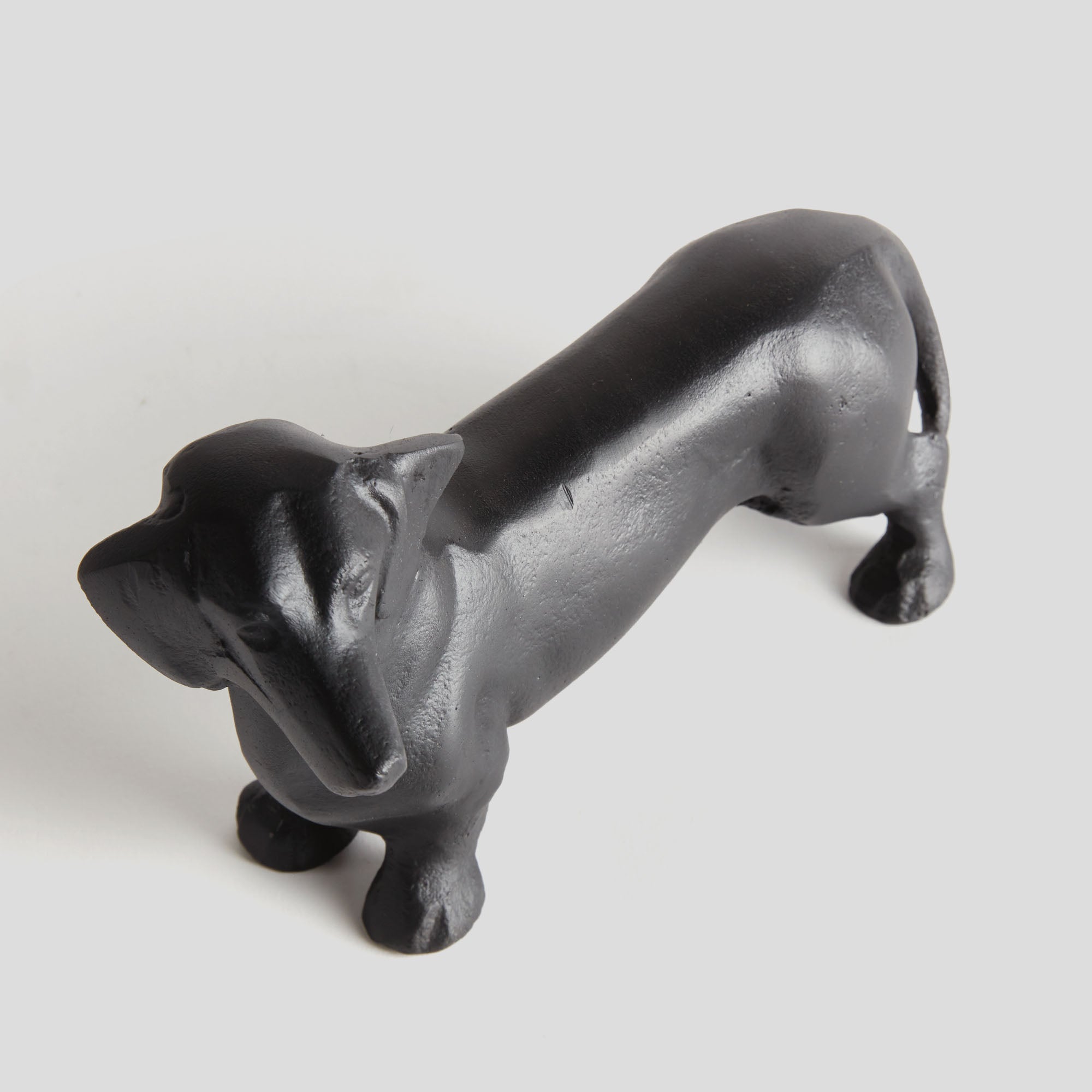 black aluminum dachshund sculpture | parker + gibbs