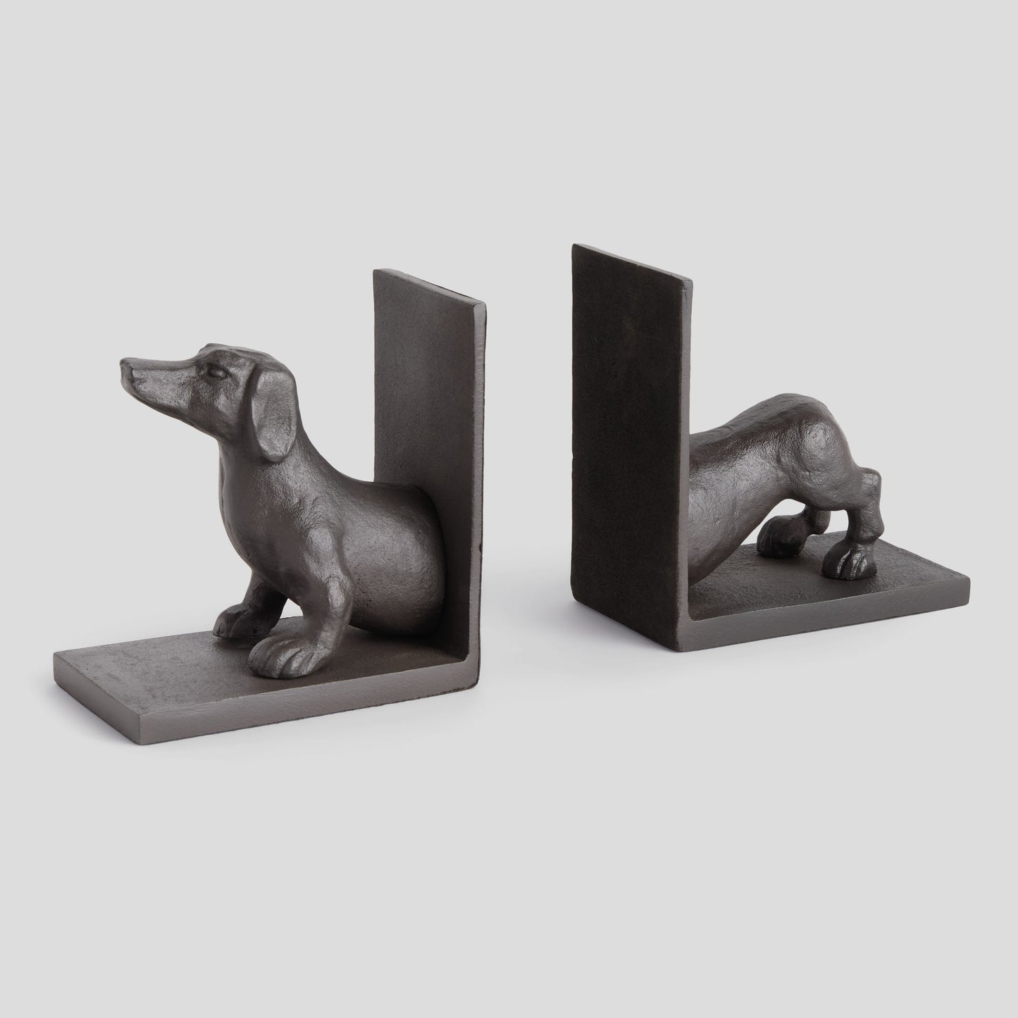Black bronze cast aluminum dachshund bookends (set of 2) - stylish home accent (Image1).