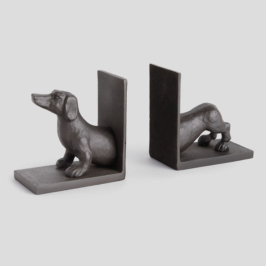 Black bronze cast aluminum dachshund bookends (set of 2) - stylish home accent (Image1).
