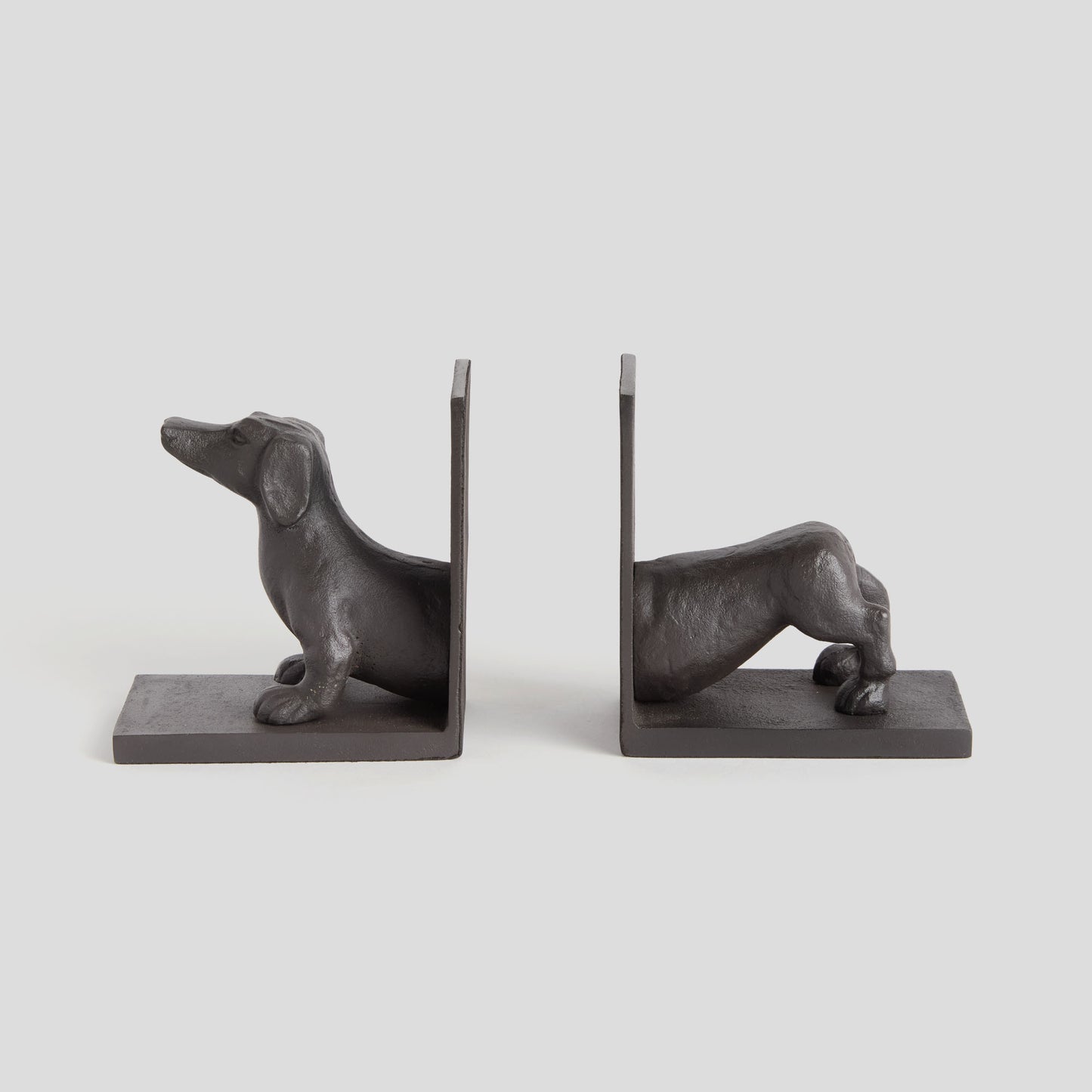 Black bronze cast aluminum dachshund bookends (set of 2) - stylish home accent (Image2).