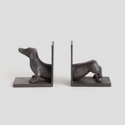 Black bronze cast aluminum dachshund bookends (set of 2) - stylish home accent (Image2).