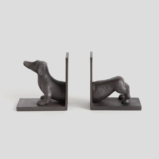 Black bronze cast aluminum dachshund bookends (set of 2) - stylish home accent (Image2).