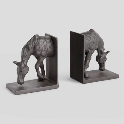 Black bronze cast aluminum horse bookends (set of 2) - stylish home accent (Image1).