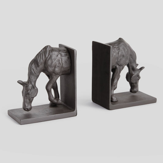 Black bronze cast aluminum horse bookends (set of 2) - stylish home accent (Image1).