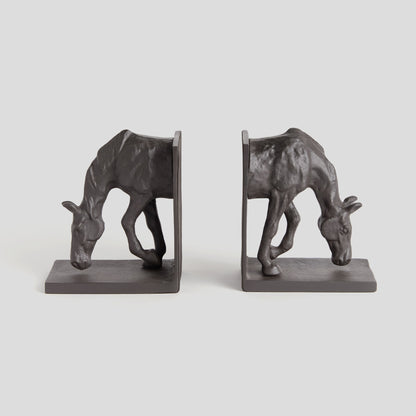 Black bronze cast aluminum horse bookends (set of 2) - stylish home accent (Image2).