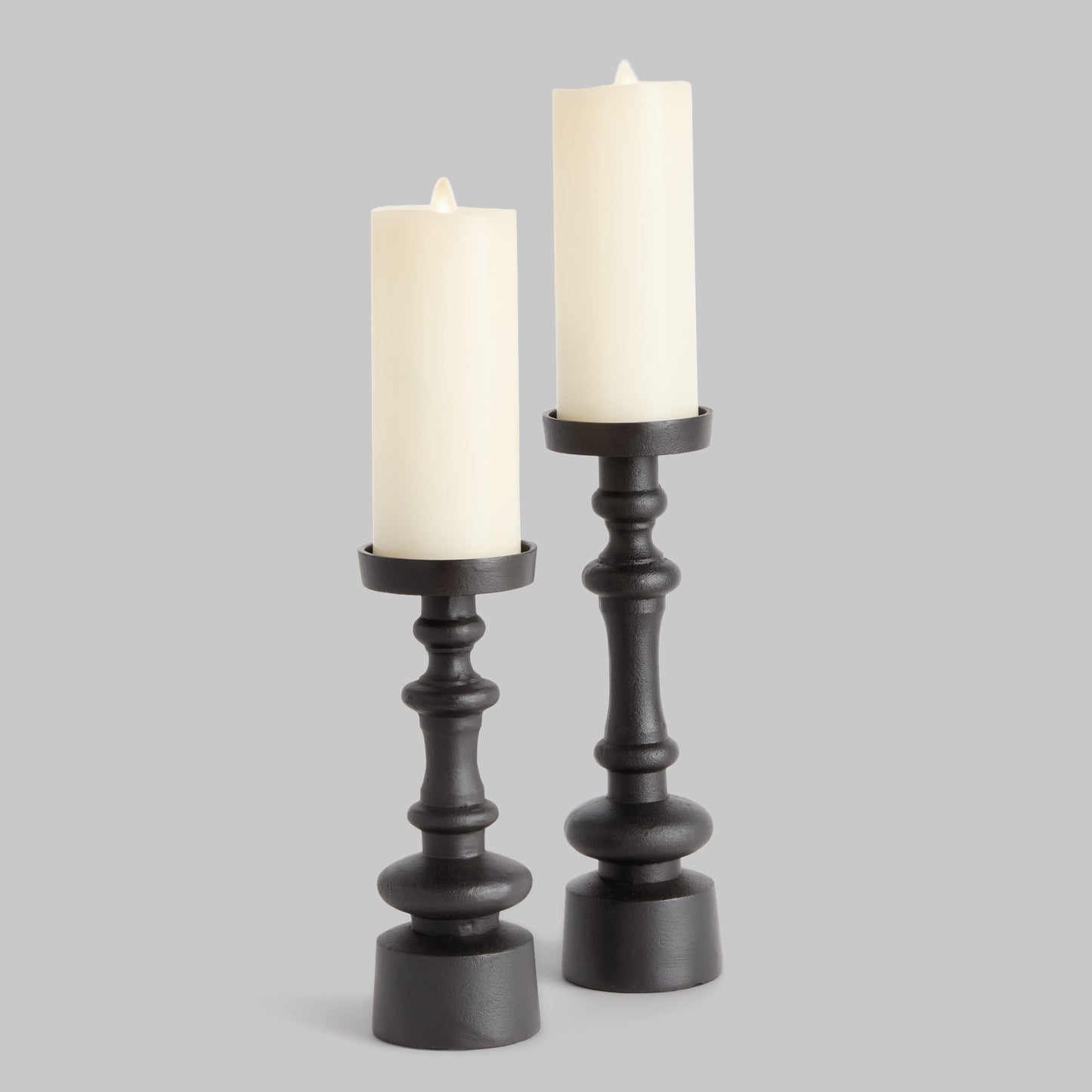 Black bronze notched candle stands (set of 2) - stylish home accent (Image1).