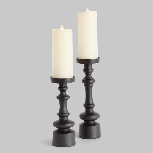 Black bronze notched candle stands (set of 2) - stylish home accent (Image1).