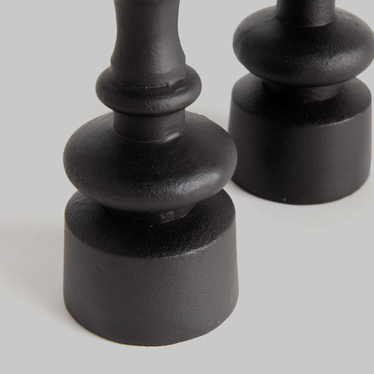 Black bronze notched candle stands (set of 2) - stylish home accent (Image2).