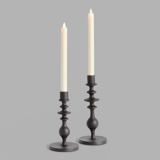 Black bronze taper candle holders (set of 2) - stylish home accent (Image1).