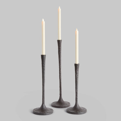 Black bronze taper candle holders (set of 3) - stylish home accent (Image1).