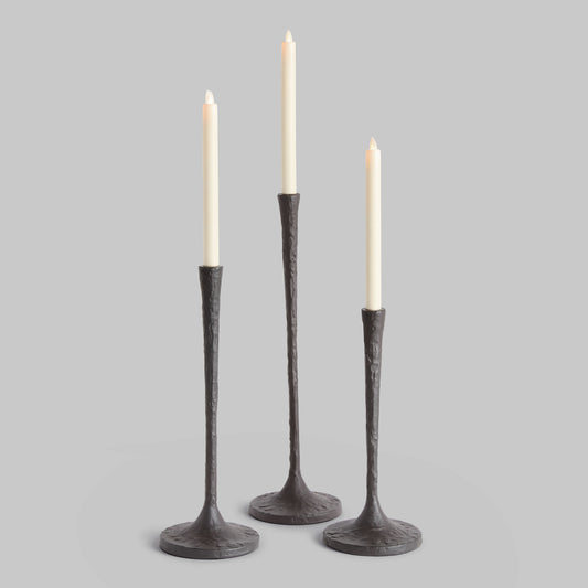 Black bronze taper candle holders (set of 3) - stylish home accent (Image1).