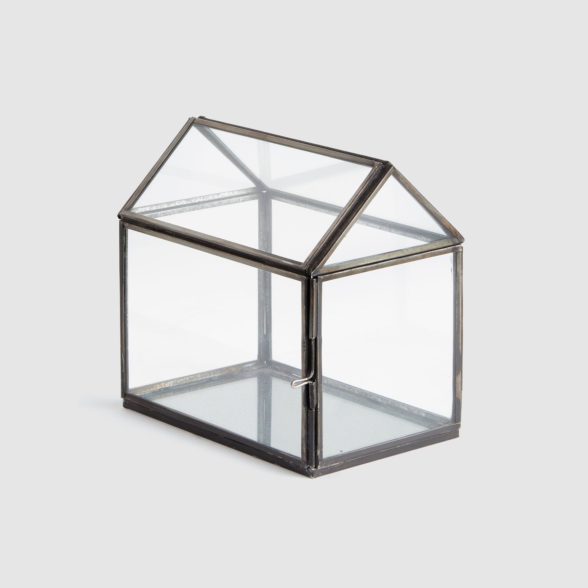 Black glass greenhouse terrarium 6 inch - stylish home accent (Image1).