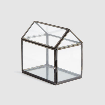 Black glass greenhouse terrarium 6 inch - stylish home accent (Image1).