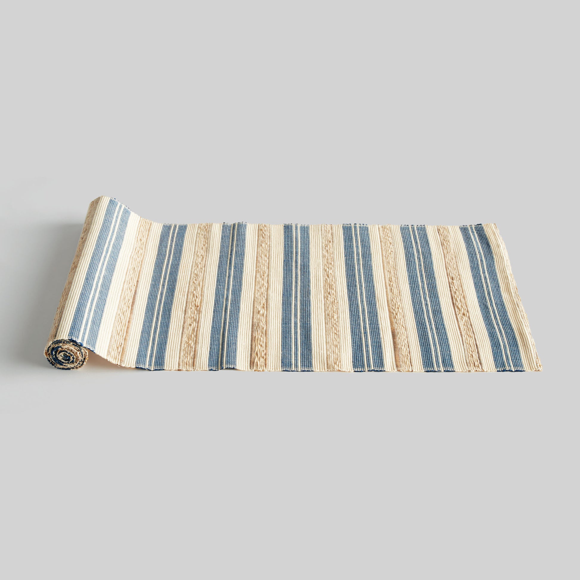Blue and tan striped table runner - stylish home accent (Image1).