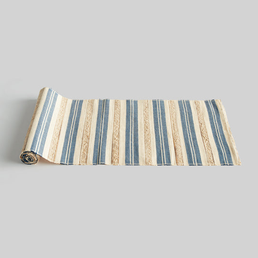 Blue and tan striped table runner - stylish home accent (Image1).