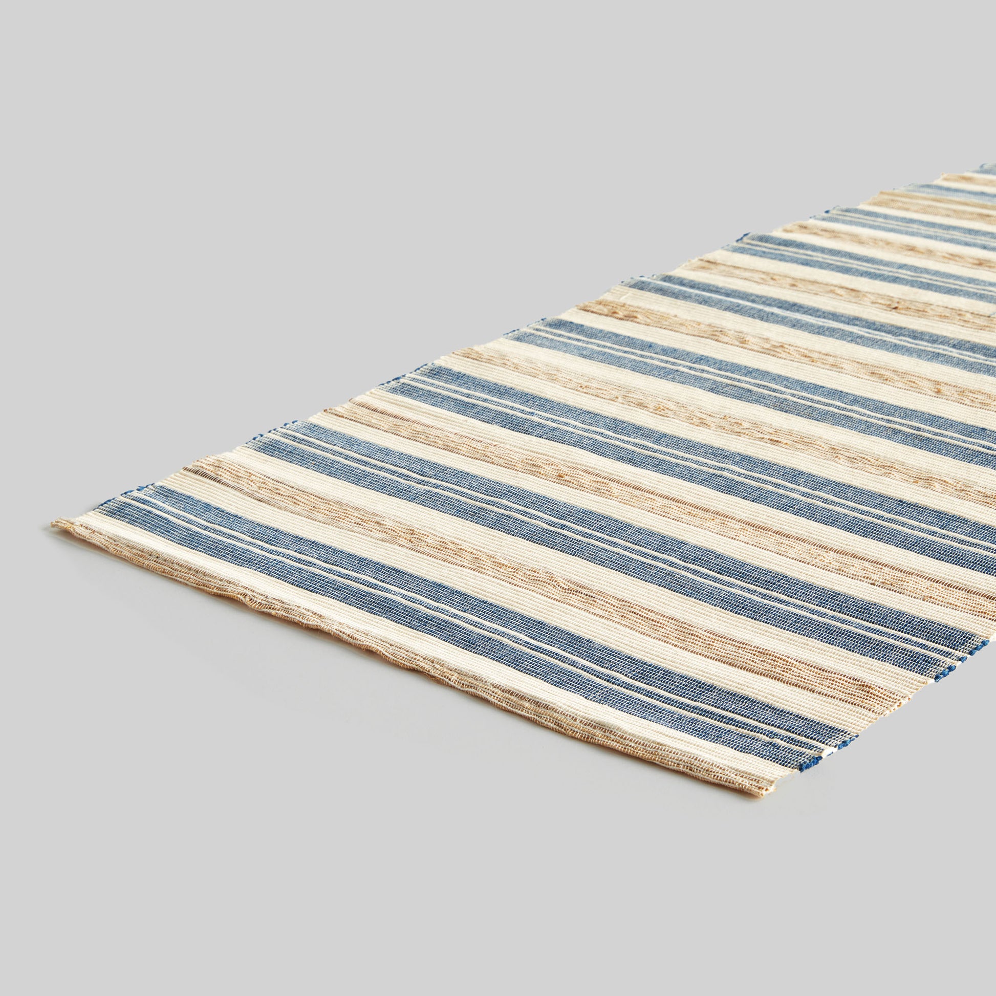 Blue and tan striped table runner - stylish home accent (Image3).