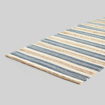 Blue and tan striped table runner - stylish home accent (Image3).