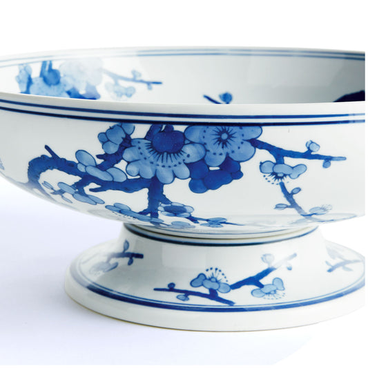 Blue and white ceramic footed bowl - stylish home accent (Image2).