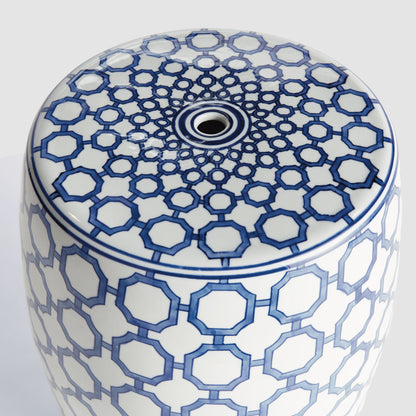 Blue and white chinoiserie ceramic stool - stylish home accent (Image3).