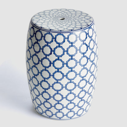 Blue and white chinoiserie ceramic stool - stylish home accent (Image4).
