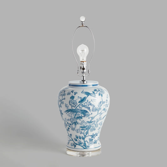 Blue and white chinoiserie hand-painted porcelain lamp - stylish home accent (Image2).
