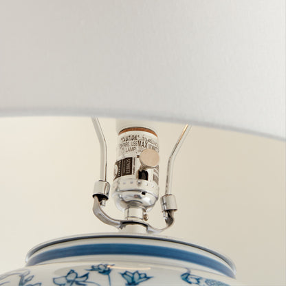 Blue and white chinoiserie hand-painted porcelain lamp - stylish home accent (Image3).