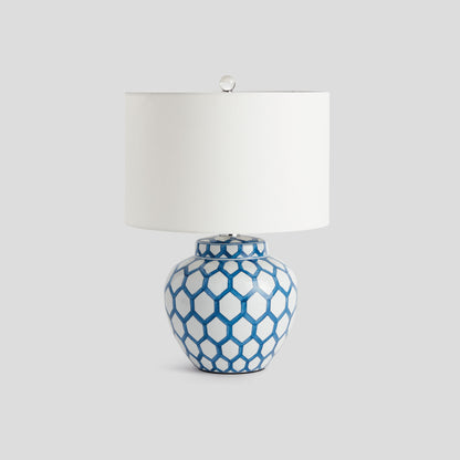 Blue and white chinoiserie hand-painted porcelain lamp - stylish home accent (Image1).
