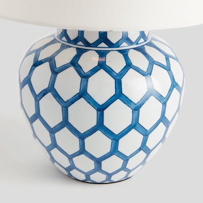 Blue and white chinoiserie hand-painted porcelain lamp - stylish home accent (Image6).