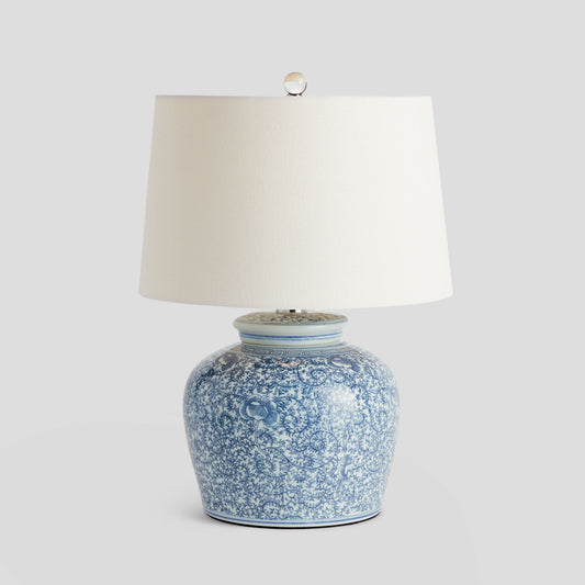 Blue and white hand-painted chinoiserie porcelain lamp - stylish home accent (Image1).