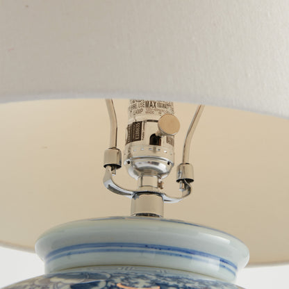 Blue and white hand-painted chinoiserie porcelain lamp - stylish home accent (Image3).