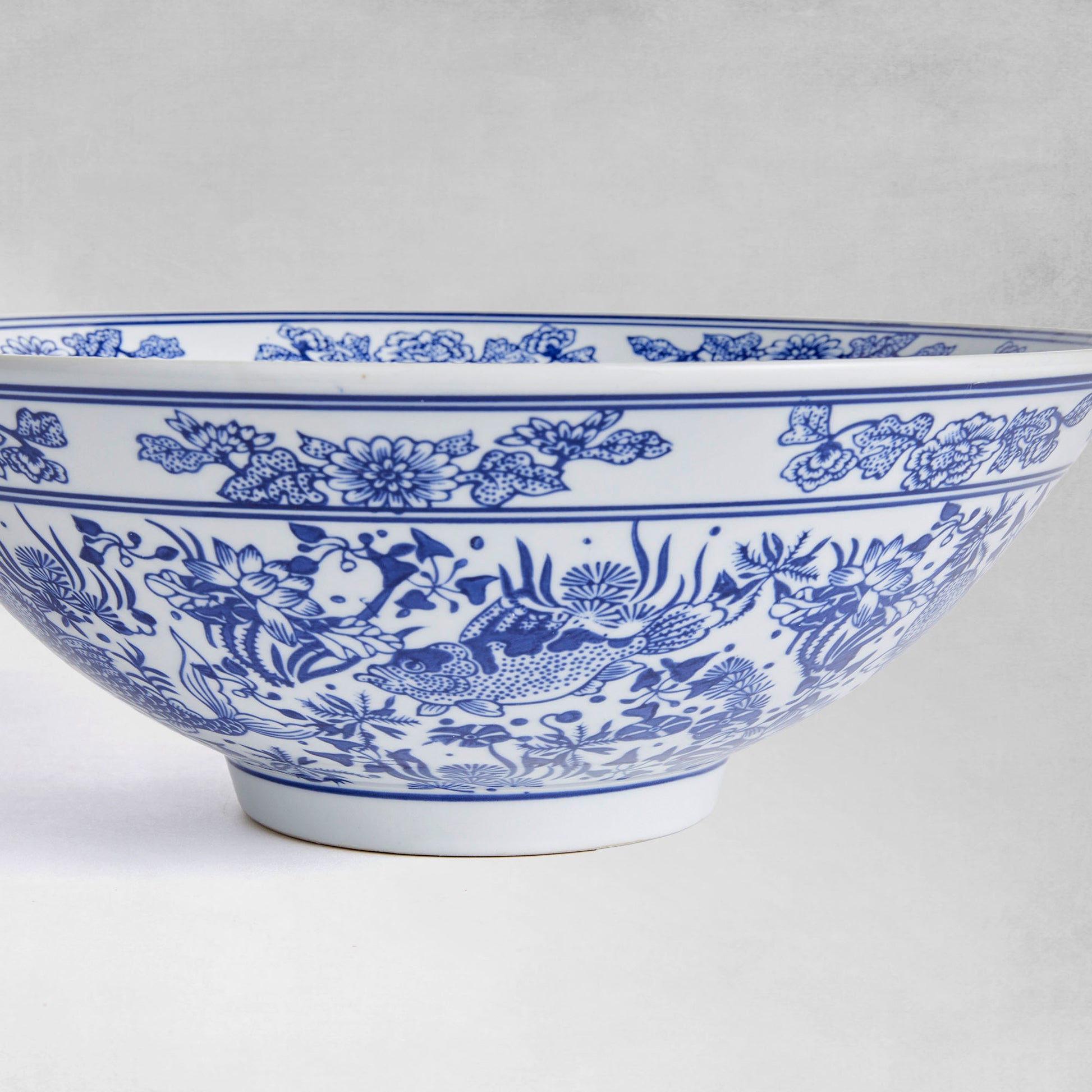 Blue and white koi ceramic bowl 13 inch - stylish home accent (Image4).