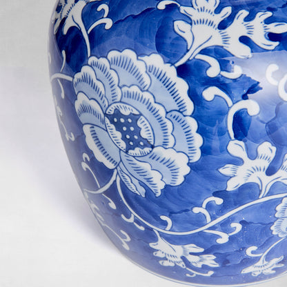 Blue and white lotus lidded jar 9 inch - stylish home accent (Image3).