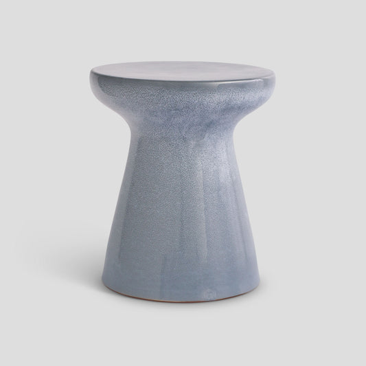 Blue ceramic outdoor side table - stylish home accent (Image1).