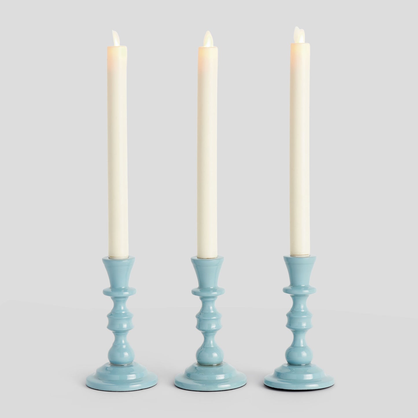 Blue enamel taper holders (set of 3) - stylish home accent (Image1).