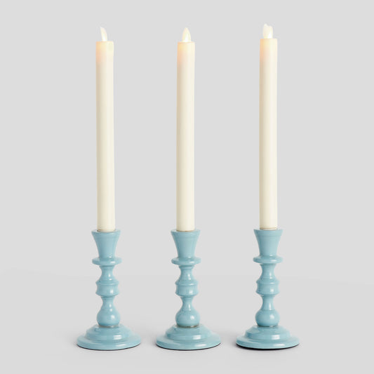 Blue enamel taper holders (set of 3) - stylish home accent (Image1).