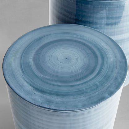 Blue gray drum storage tables (set of 2) - stylish home accent (Image3).