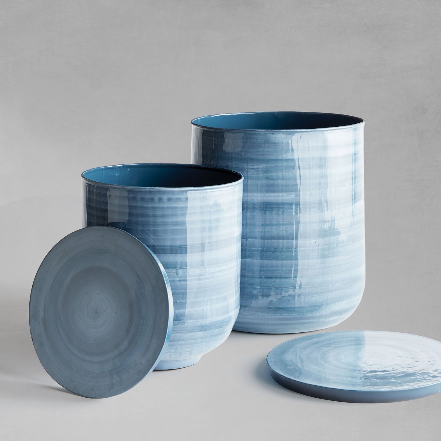 Blue gray drum storage tables (set of 2) - stylish home accent (Image4).