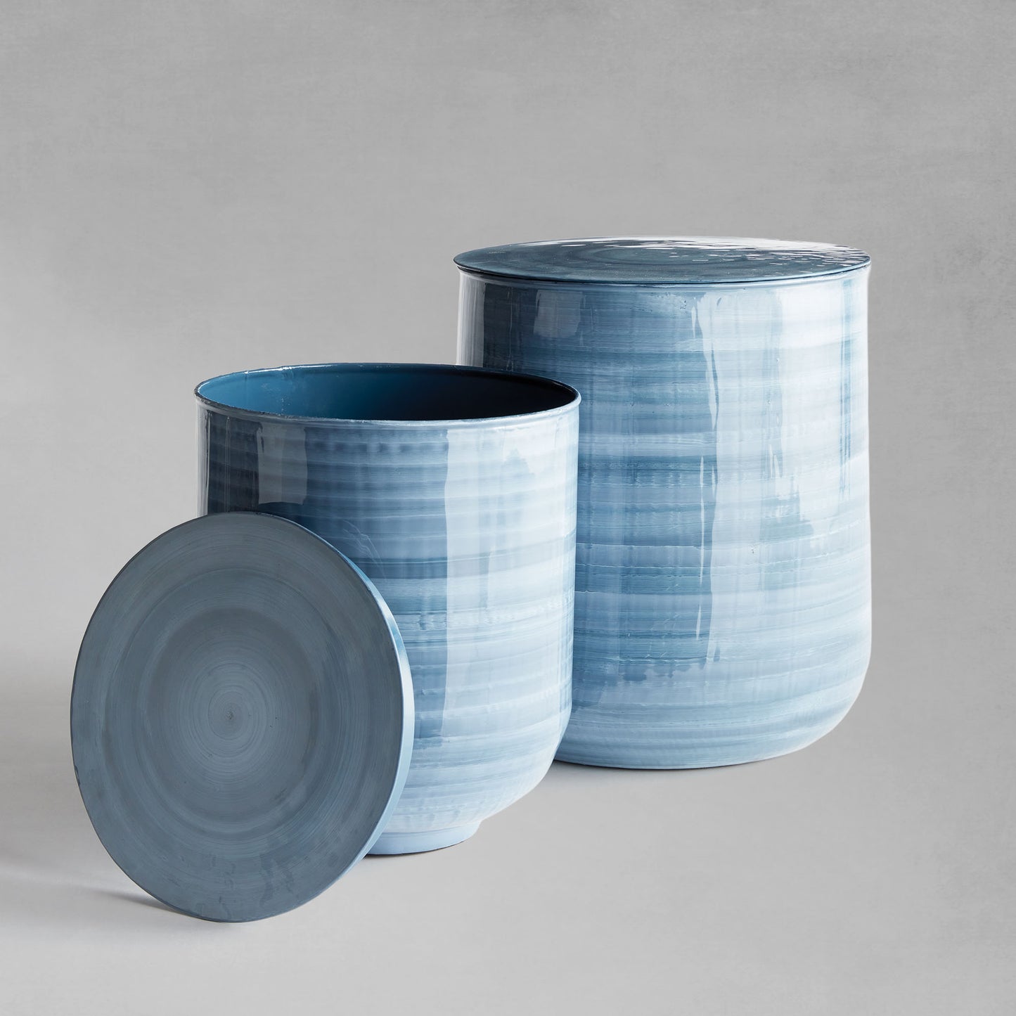 Blue gray drum storage tables (set of 2) - stylish home accent (Image5).