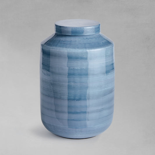 Blue gray swirl small ginger jar 12 inch - stylish home accent (Image1).