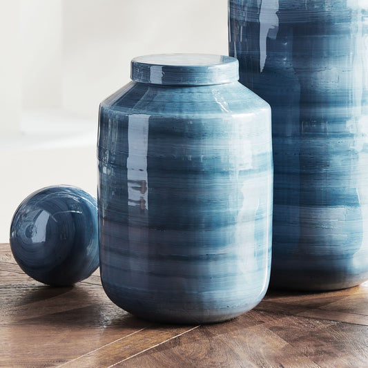 Blue gray swirl small ginger jar 12 inch - stylish home accent (Image4).