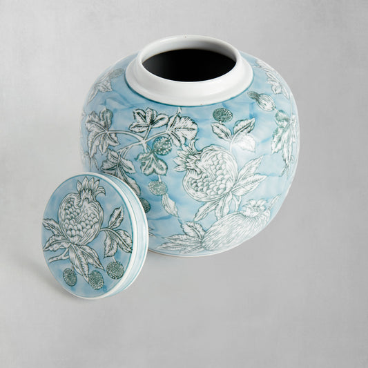 Blue hand-painted porcelain lidded jar - stylish home accent (Image2).